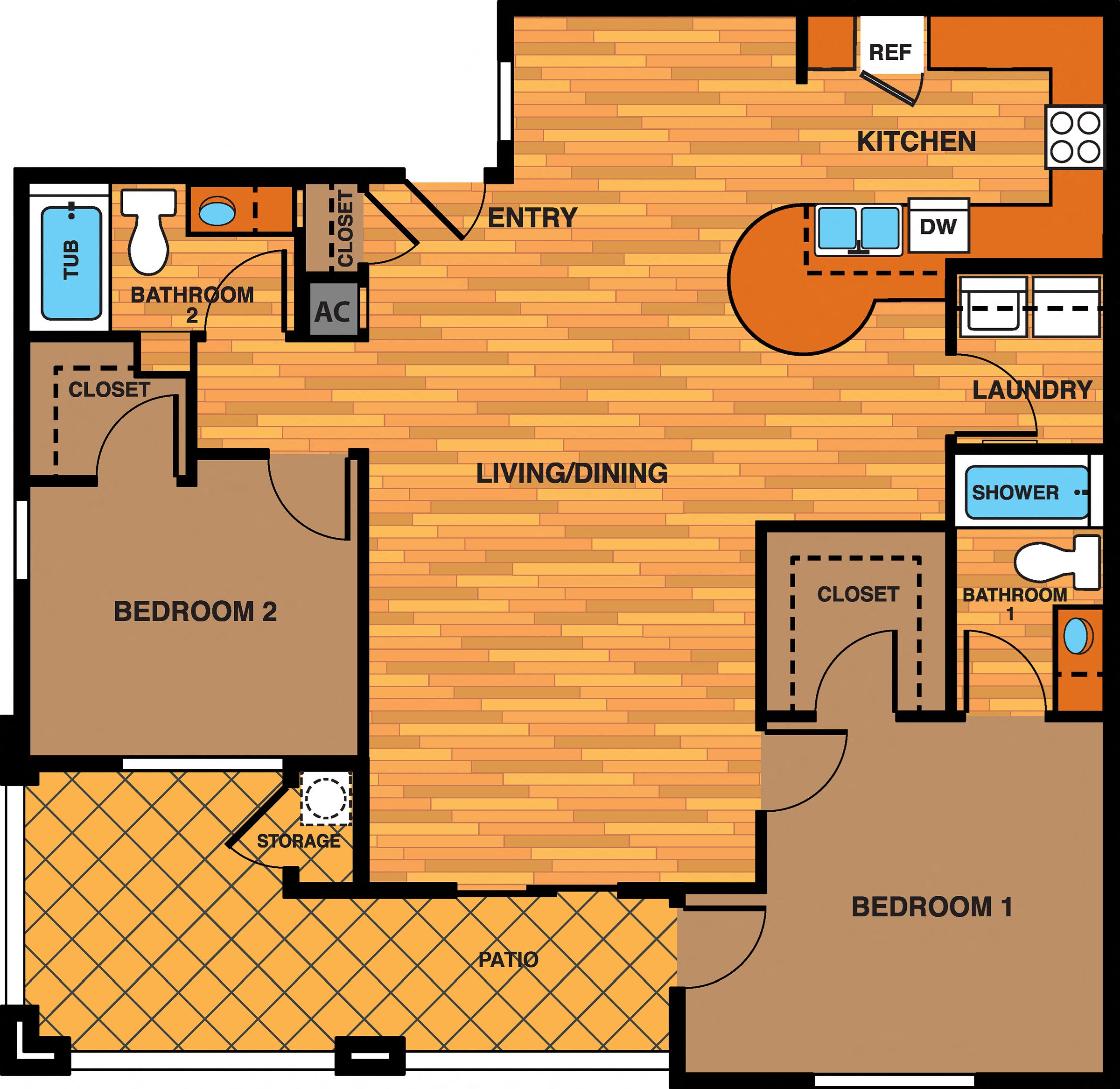 Continental Reserve 2 Bedroom XLarge Floor Plan